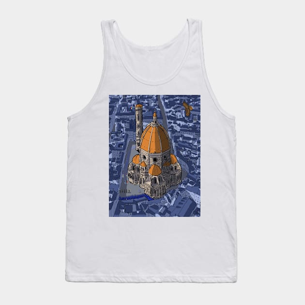 San Lorenzo Florence Italy Whimsical Illustration Tank Top by Wall-Art-Sketch